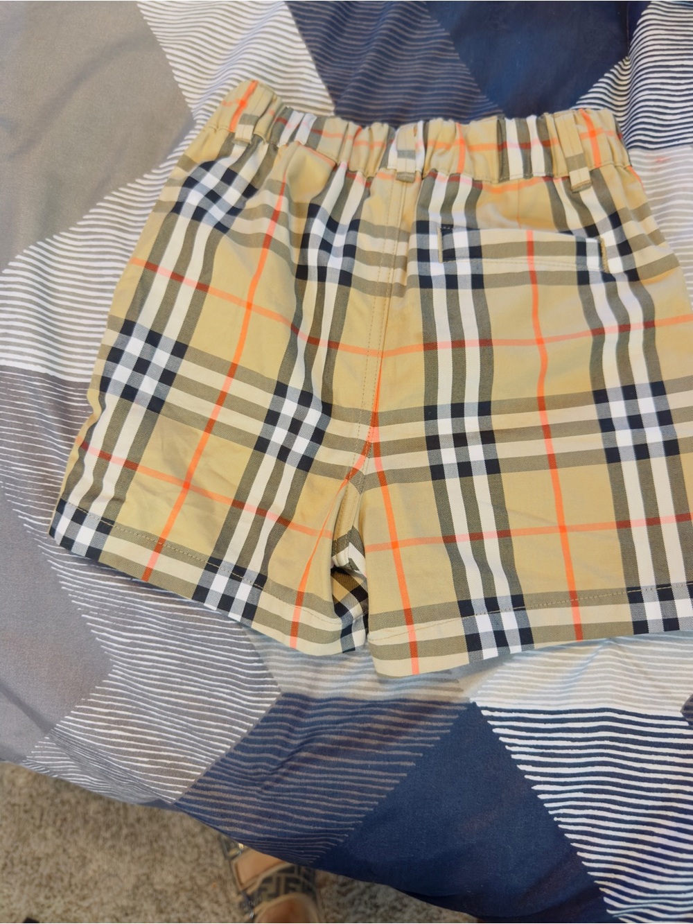 Burberry Beige Nova Check Kids Shorts with Orange Accents